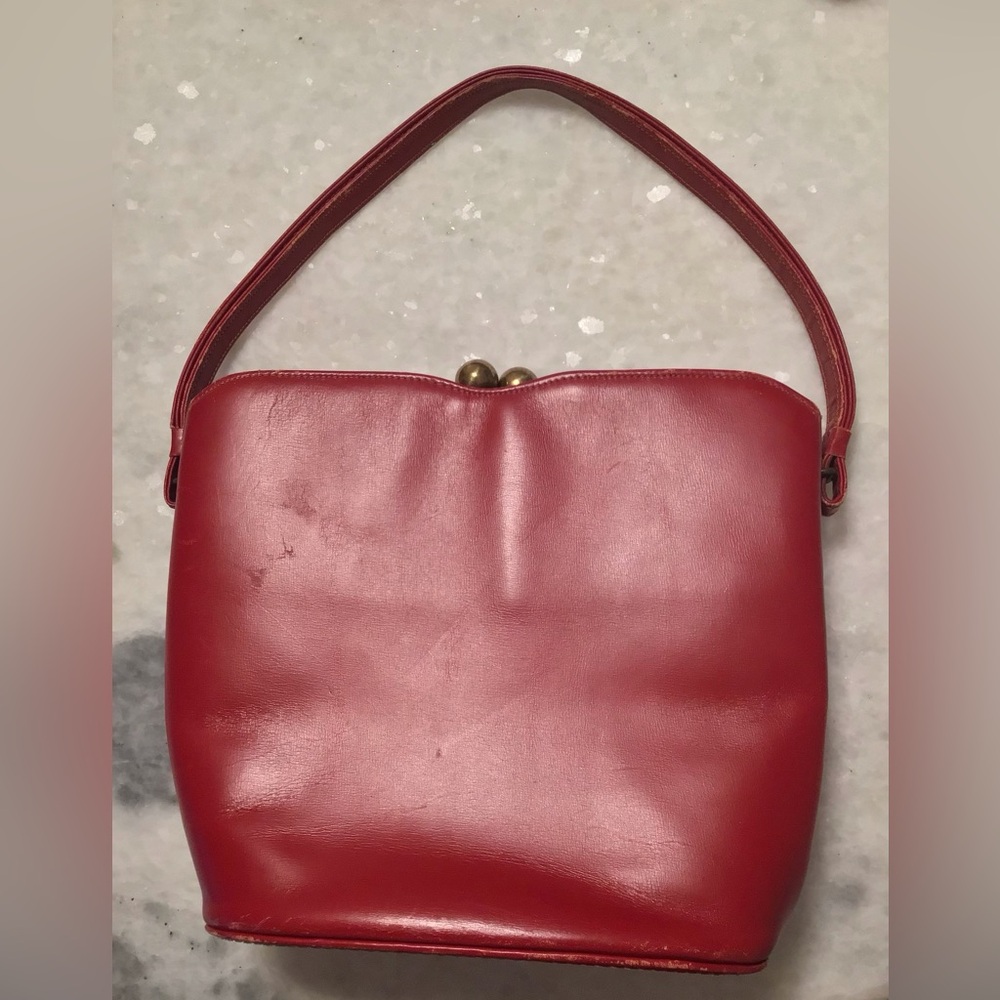 Vintage Red Leather Handbag - Picture 7 of 8